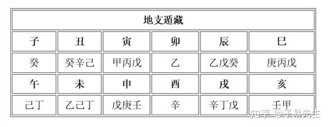 支藏天干|十二地支藏干 十二地支五行属性对照表